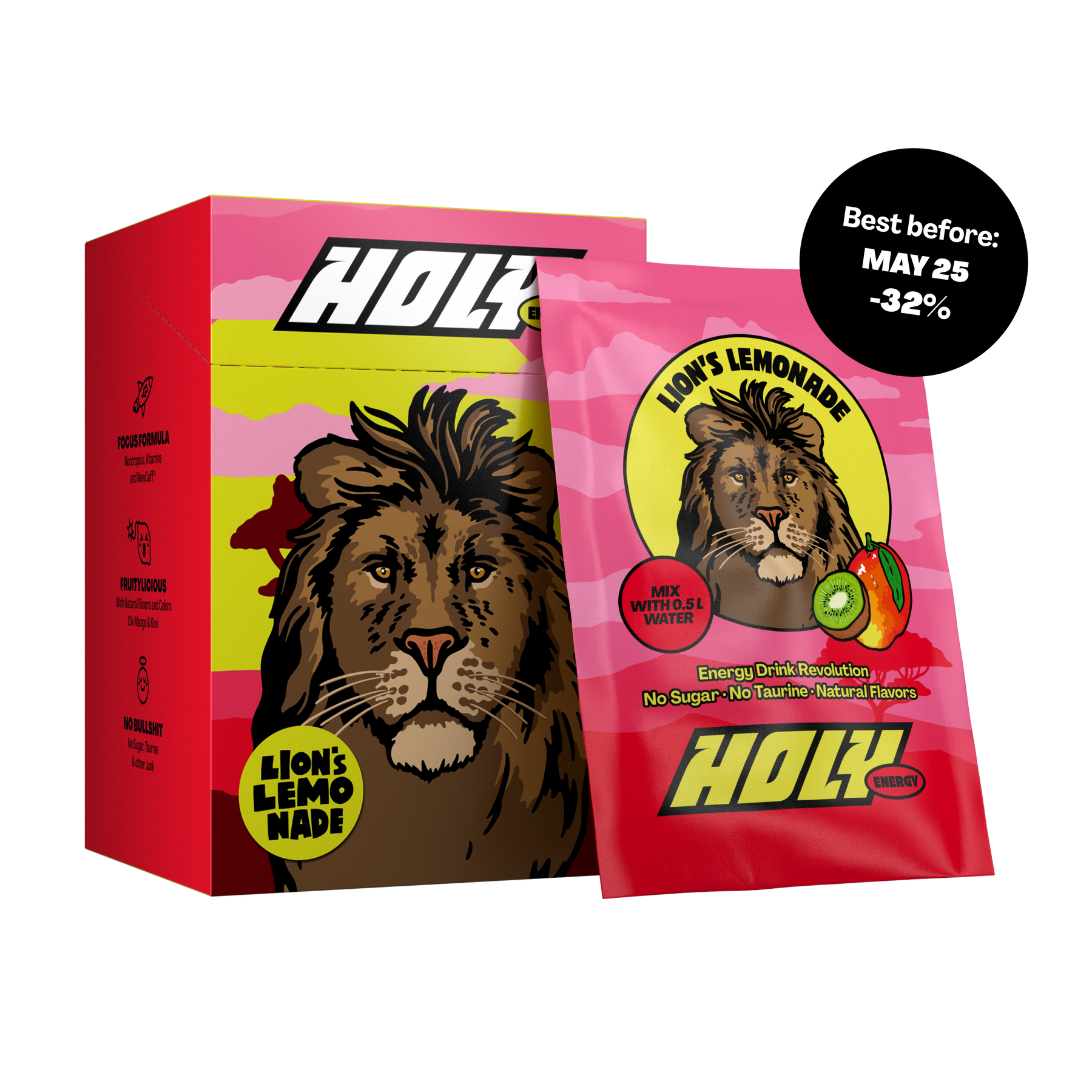 10 pack of HOLY Energy (Lion Lemonade) - BBE: 05/25