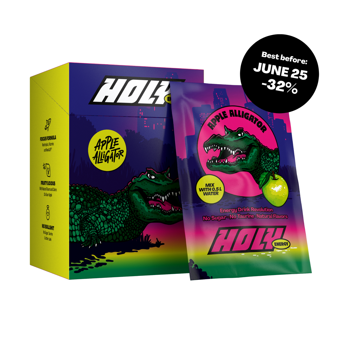 10 pack of HOLY Energy Apple Alligator - BBE:06/25