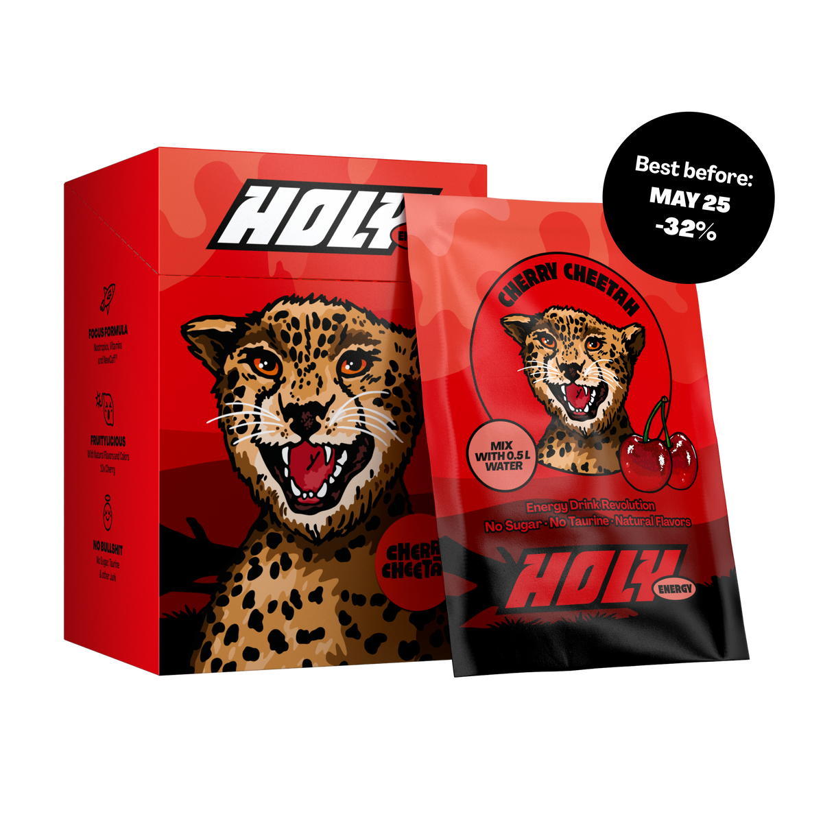 10 pack of HOLY Energy (Cherry Cheetah) - BBE:05/25
