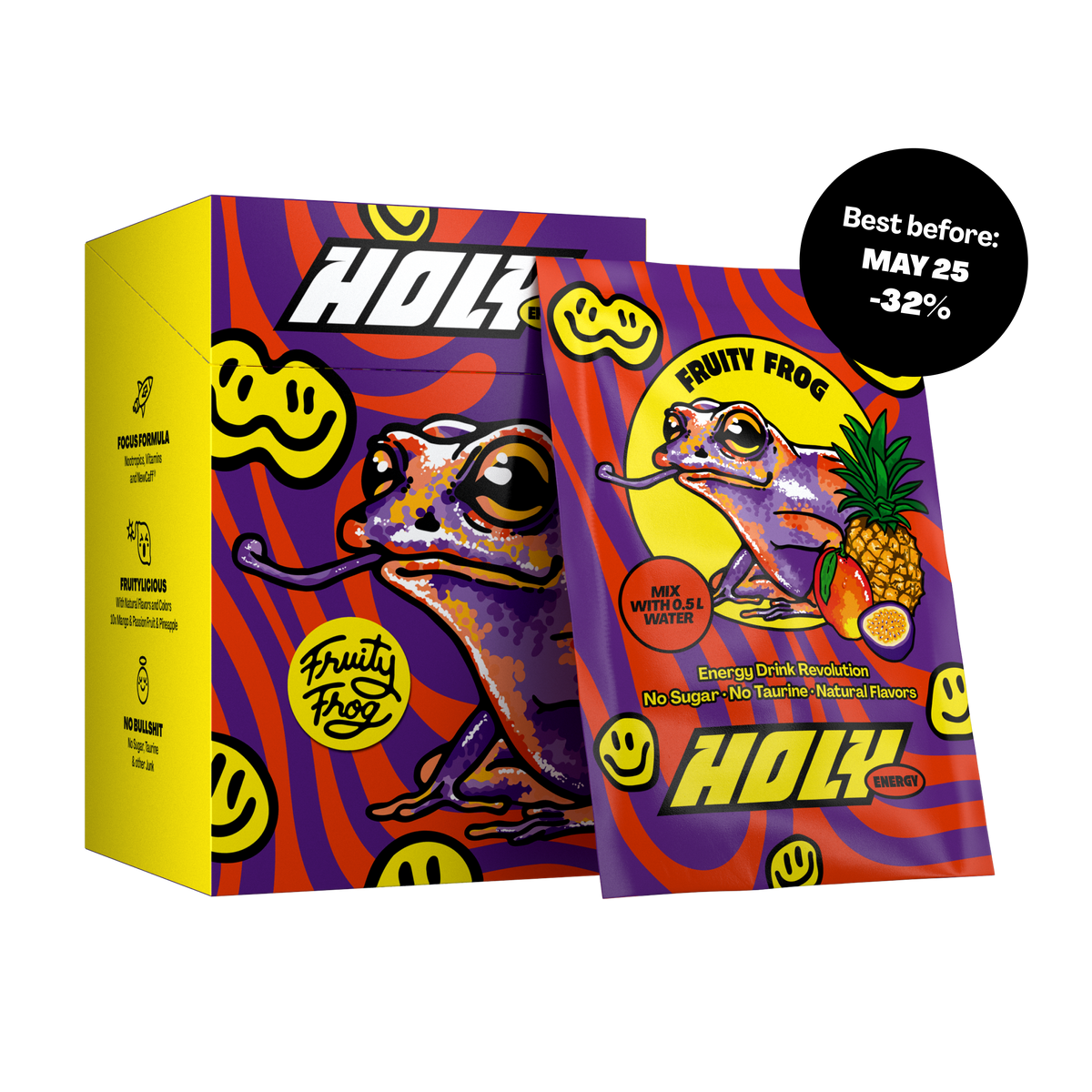 10 pack of HOLY Energy (Fruity Frog) - BBE: 05/25