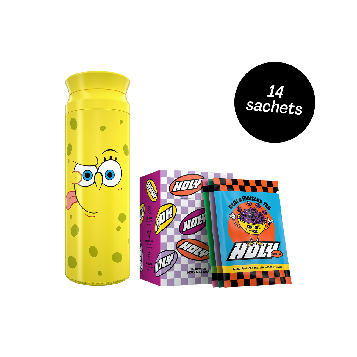 HOLY Iced Tea® Trialbox + SpongeBob Thermo Shaker