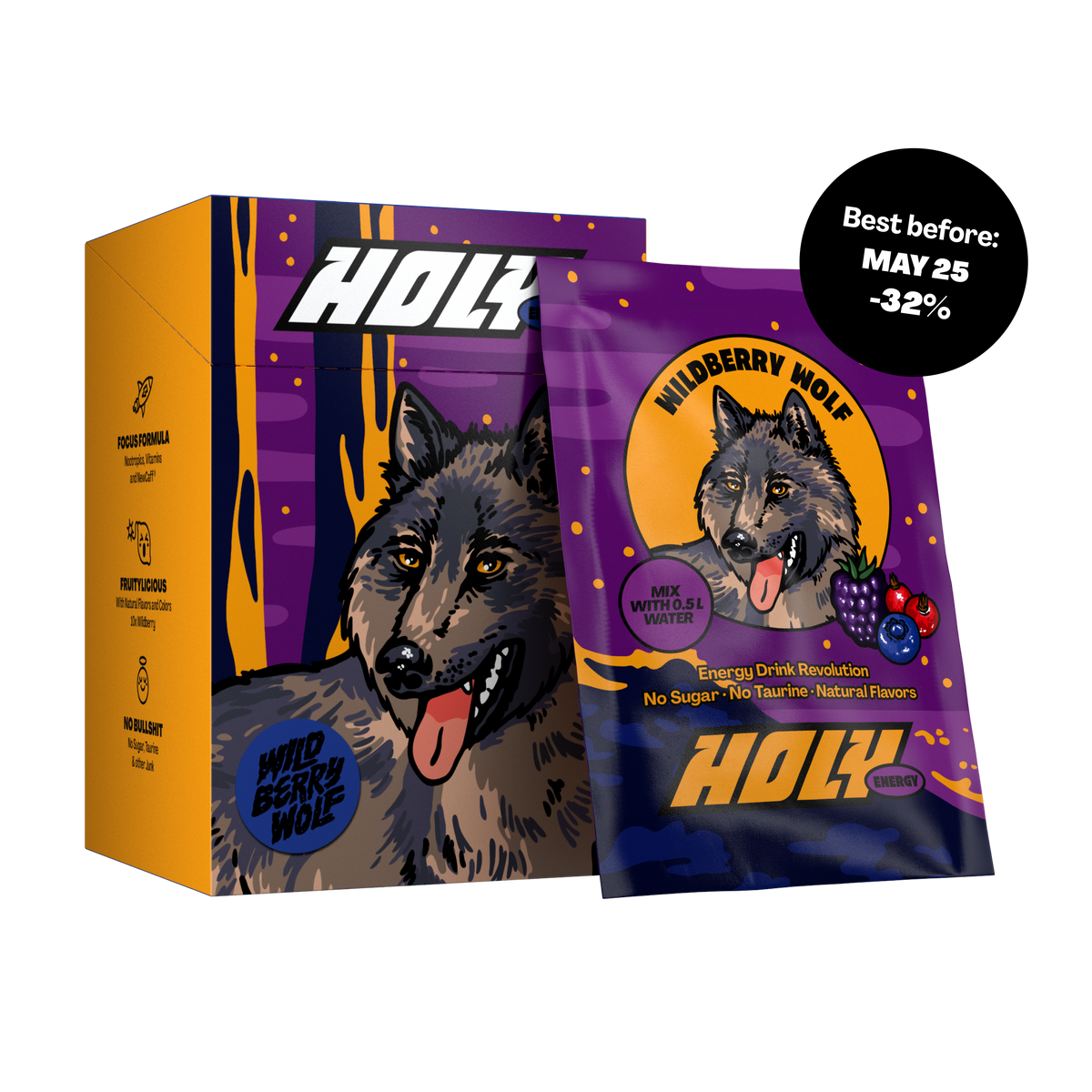 10 pack of HOLY Energy (Wildberry Wolf) - BBE: 05/25